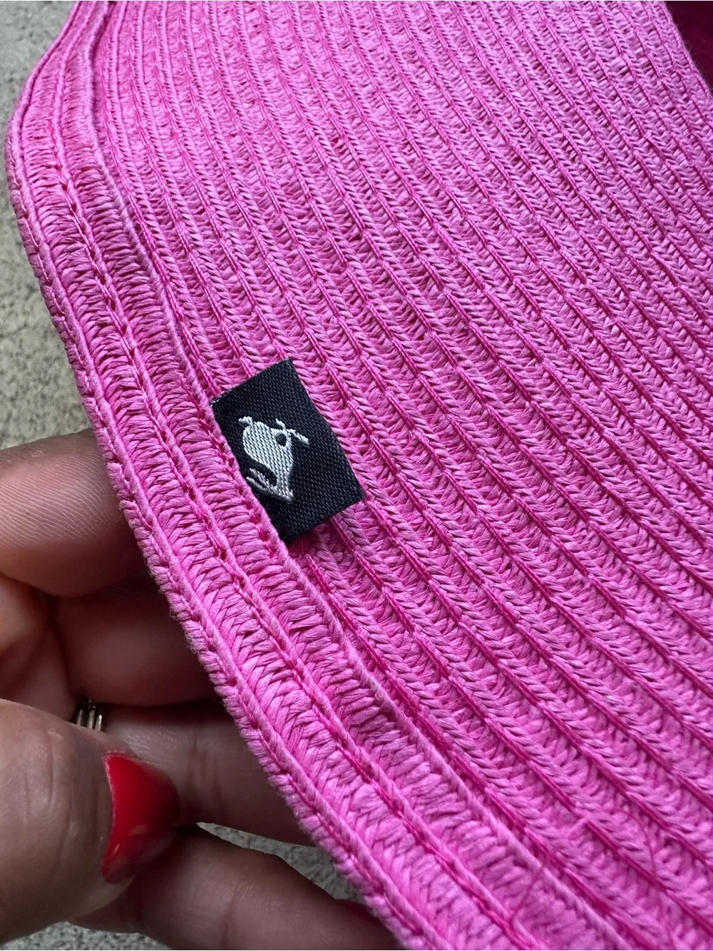 Peter Grimm Hot Pink Woven Straw Sun Hat with Black Sweatband